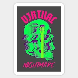 Virtual Nightmare Glitch Skull Sticker